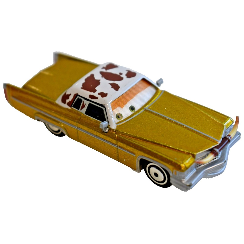 Disney Pixar Cars Tex Dinoco 1:55 Diecast Gold Cadillac Mattel Loose